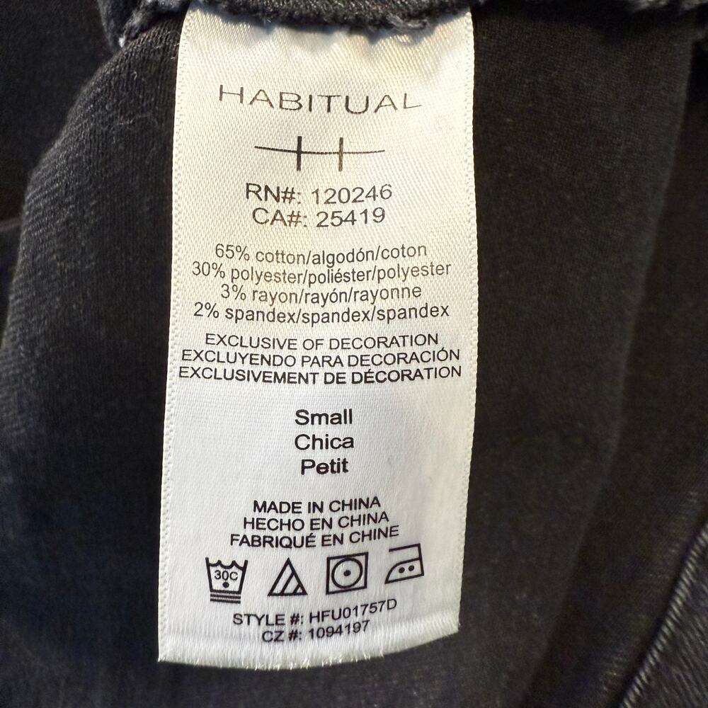 Women's‎ Habitual Black Denim Blue Jean Long Sleeve Button Up Dress Size S - Picture 6 of 10